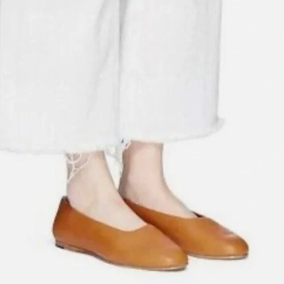 Vince Maxwell Leather Ballet Flats Glove Shoe, Tan, Size 7 - Picture 4 of 8